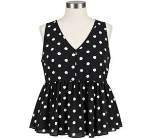 Torrid Black White Polka Dot Georgette Peplum Tank Top - Plus Size 3X